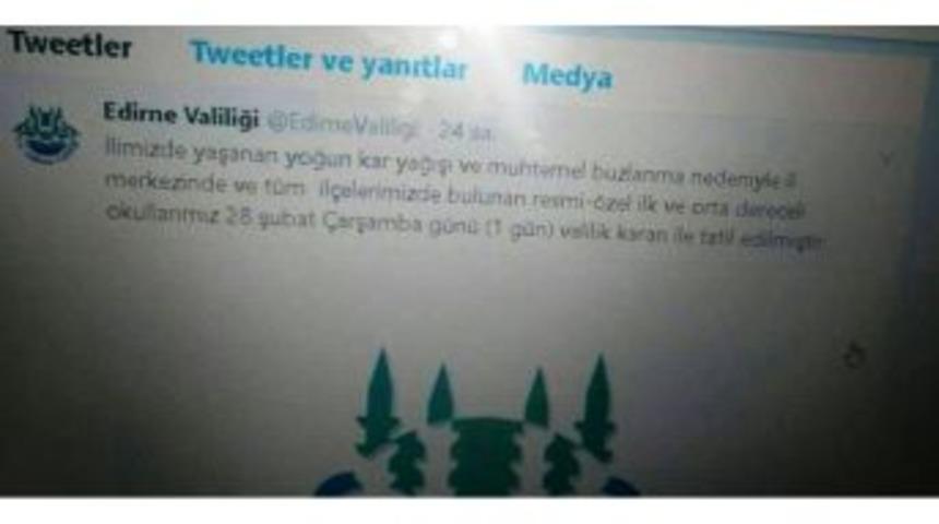 Valilik Adına Sosyal Medyada A&ccedil;ılan Sahte Hesap Edirneli Velilerin Aklını Karıştırdı