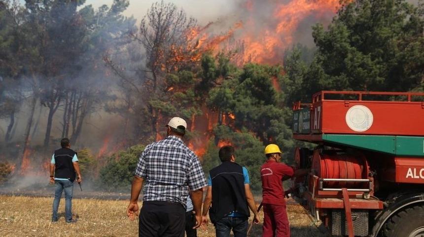 İzmir&rsquo;deki Orman Yangınını S&ouml;nd&uuml;rme &Ccedil;alışmaları S&uuml;r&uuml;yor