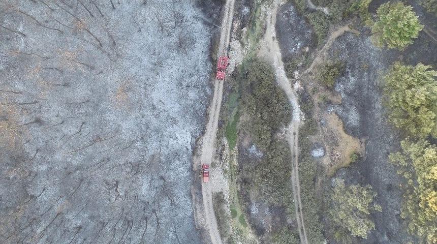 İzmir&rsquo;deki Yangın Havadan G&ouml;r&uuml;nt&uuml;lendi