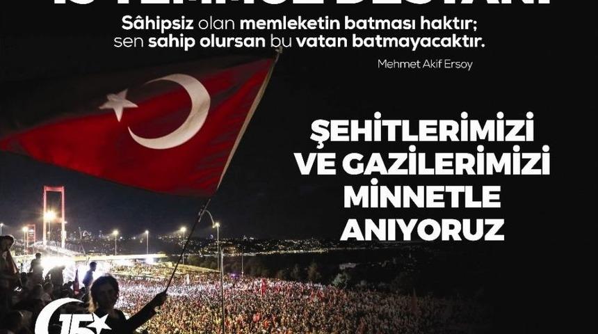 Başkan Alıcık&rsquo;ın 15 Temmuz Demokrasi Ve Milli Birlik G&uuml;n&uuml; Mesajı