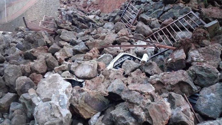 Trabzon’da İstinat Duvarı Çöktü, Araçlar Altında Kaldı G1