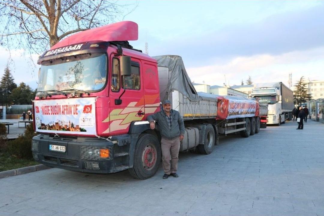 Niğde Bug&uuml;n Afrin&rsquo;de Moral Kampanyasında 2 Tır Mehmet&ccedil;iğe Gitti