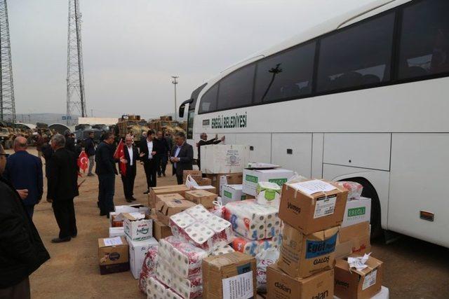 Ereğli Heyetinden Zeytin Dalı Harekatı’na Katılan Askerlere Moral Ziyareti