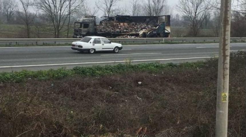 Sakarya&rsquo;da Yumurta Y&uuml;kl&uuml; Tır Yandı