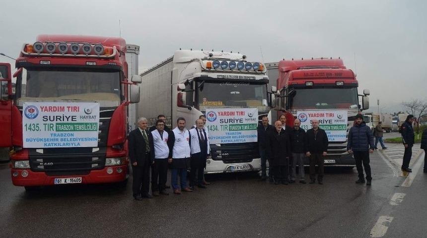 Trabzon&rsquo;dan Afrin&rsquo;e 3 Tır Dolusu Yardım Malzemesi Yola &Ccedil;ıktı