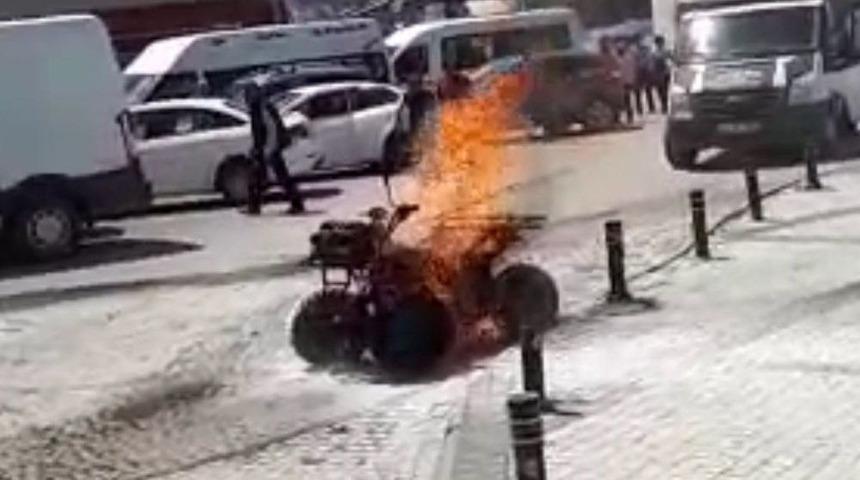 Atv Motoru Alev Alev Yandı
