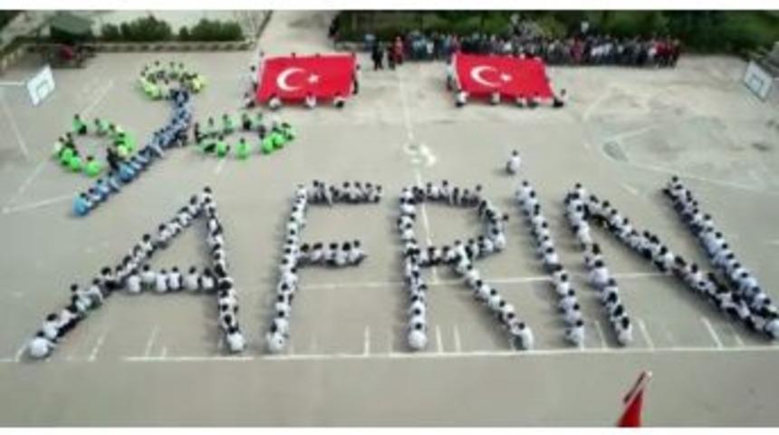 &Ouml;ğrenciler Koşarak Afrin Yazdı