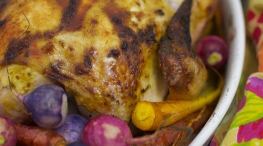 Sebzeli Hardallı Fırında Tavuk