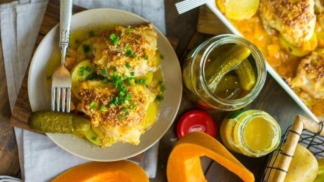 Patates Kabak ve Hardallı Tavuk Budu