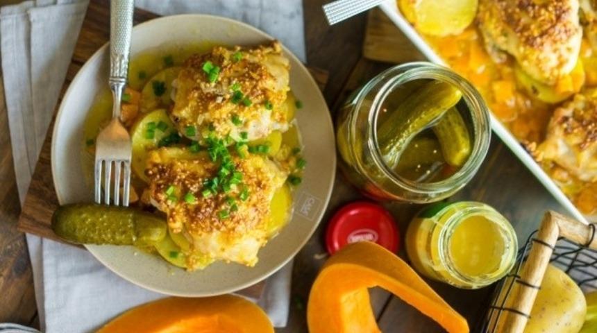 Patates Kabak ve Hardallı Tavuk Budu