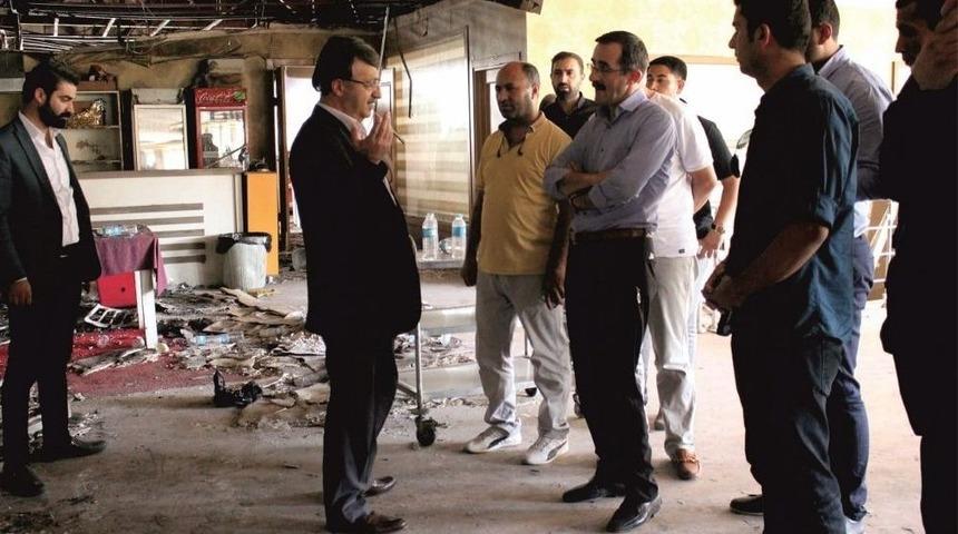 Başkan T&uuml;rkmenoğlu&rsquo;ndan Yangında Hasar G&ouml;ren İş Yerlerine Ziyaret