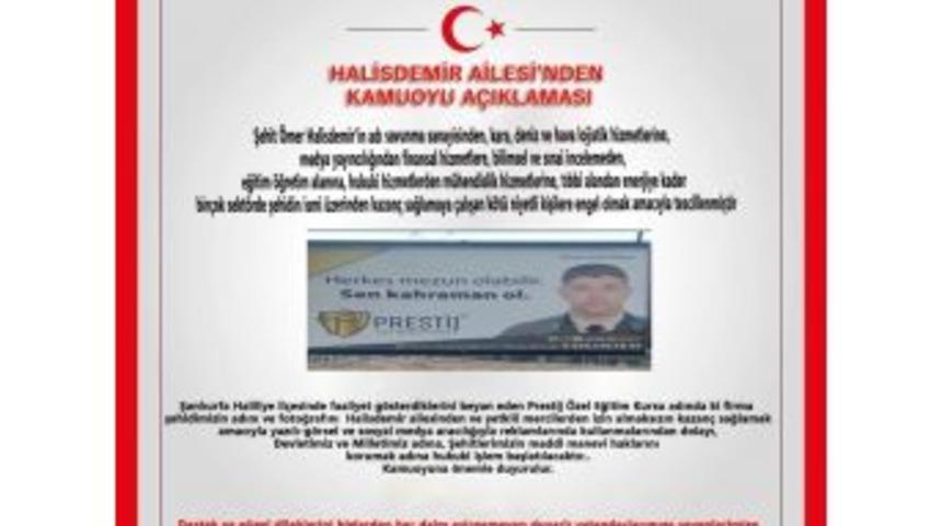 Halisdemir’in Ailesinden Açıklama: "ömer Halisdemir’in Fotoğrafı Reklam Malzemesi Değildir"
