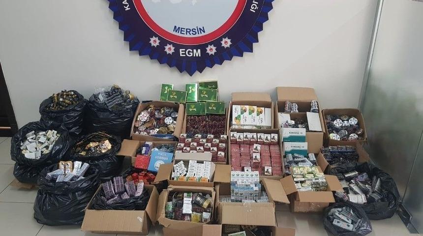 Mersin&rsquo;de 100 Bin Adet Sahte Cinsel İ&ccedil;erikli İla&ccedil; Ele Ge&ccedil;irildi