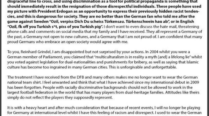 Mesut &Ouml;zil, Almanya Milli Takımı&rsquo;nı Bıraktı