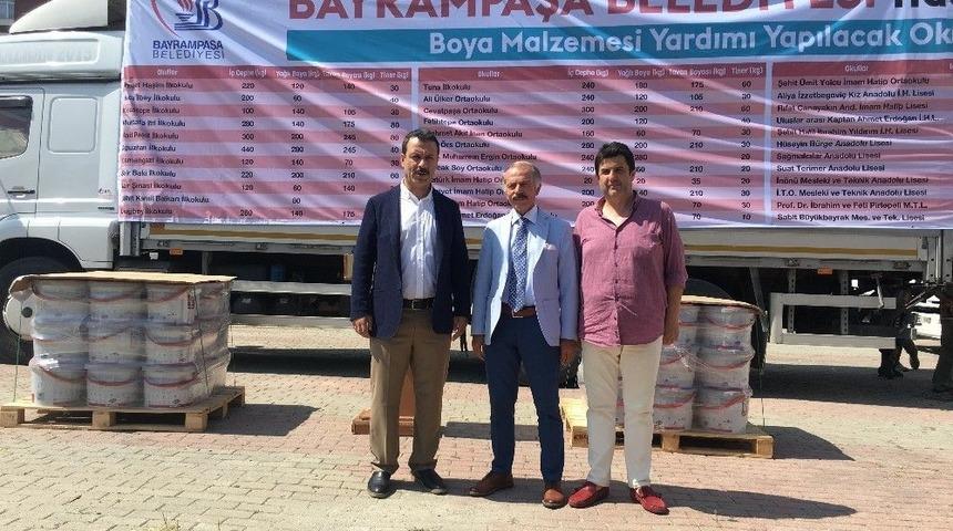 Bayrampaşa Belediyesinden İl&ccedil;edeki Okullara Tonlarca Boya Yardımı