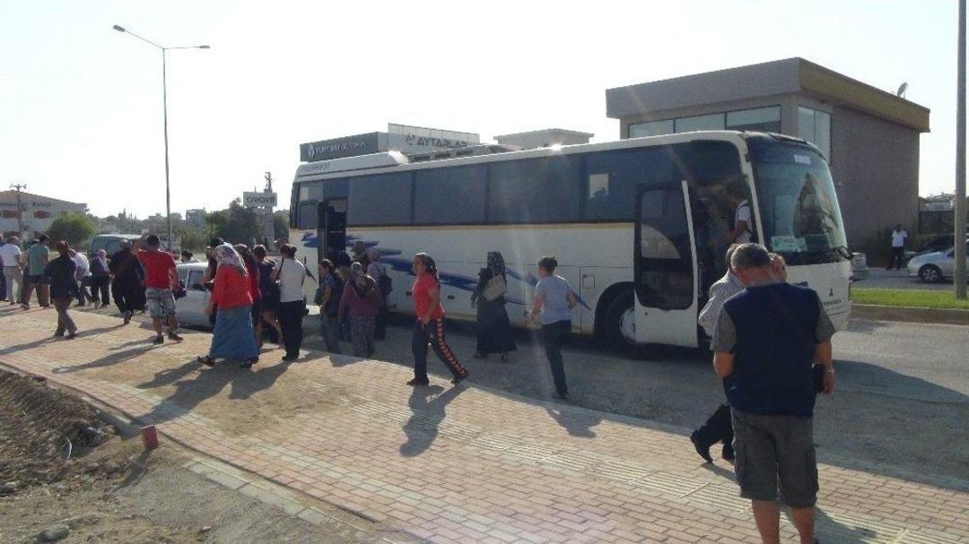 Servis Otob&uuml;s&uuml; Y&uuml;ksek Gerilim Kablosuna &Ccedil;arptı