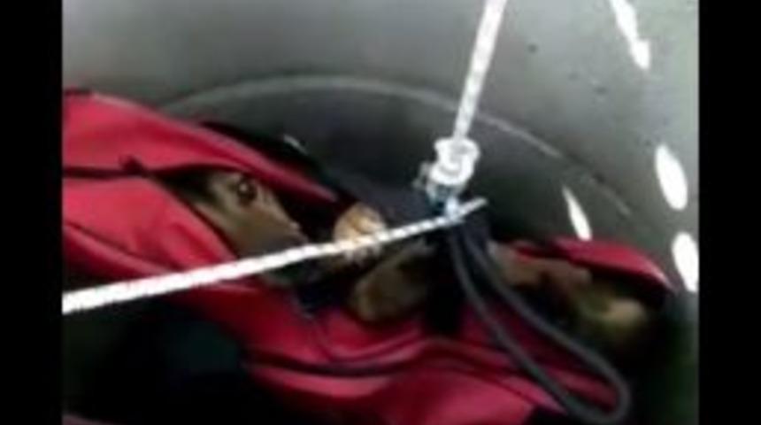 (&ouml;zel) Beşiktaş&rsquo;ta Kanalizasyon Kanalına D&uuml;şen K&ouml;pek Kurtarıldı