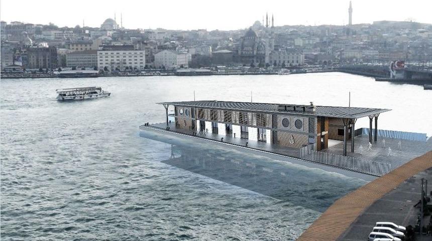 Karak&ouml;y İskelesi Yerine Yapılan Y&uuml;zer İskelenin Animasyon Fotoğrafları Ortaya &Ccedil;ıktı