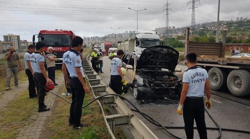 Samsun&rsquo;da Seyir Halindeki Cip Yandı