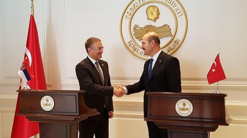 Bakan Soylu Sırbistanlı Mevkidaşı Stefanovic&rsquo;i Kabul Etti