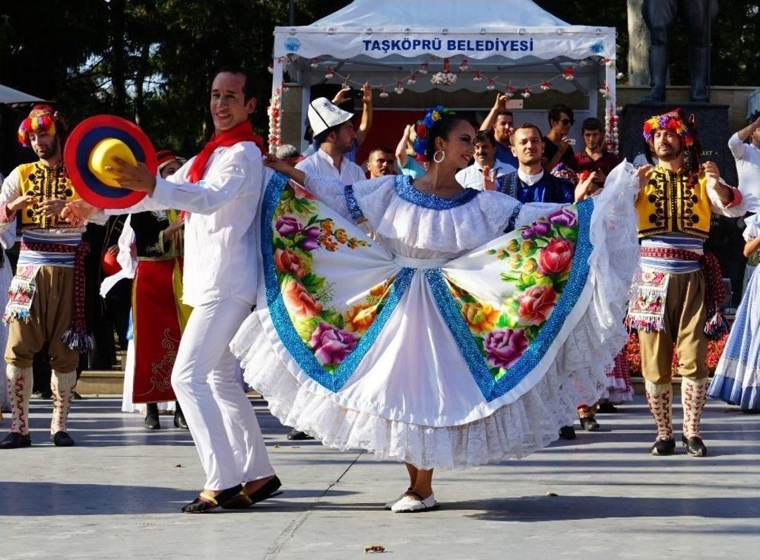 Festivalde 7 &Uuml;lkenin Halk Oyunları Ekibi Erik Dalı Oynadı