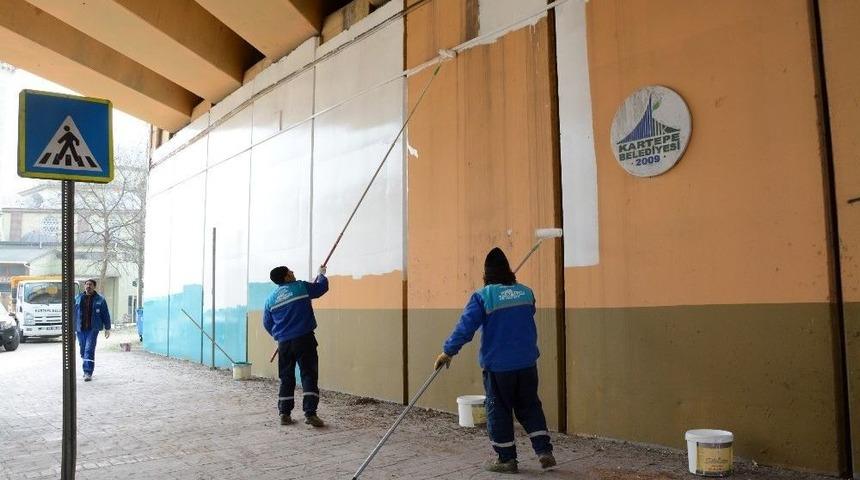 Karatepe&rsquo;de Alt Ge&ccedil;itler Mavi Ve Yeşile Boyandı