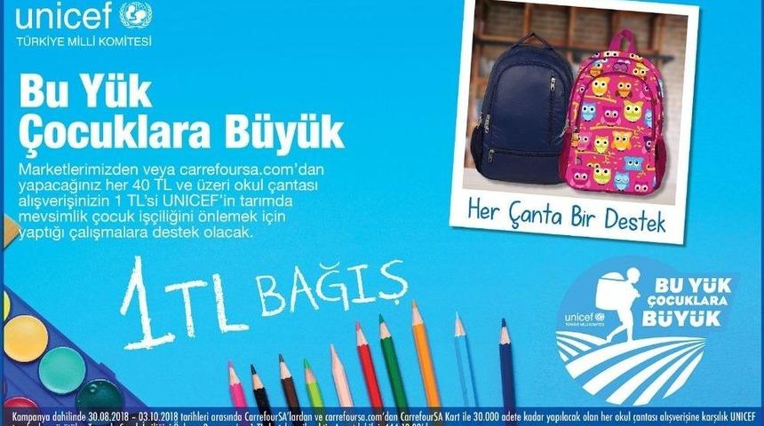 Carrefoursa’dan Unıcef’in “bu Yük, Çocuklara Büyük” Kampanyasına Destek