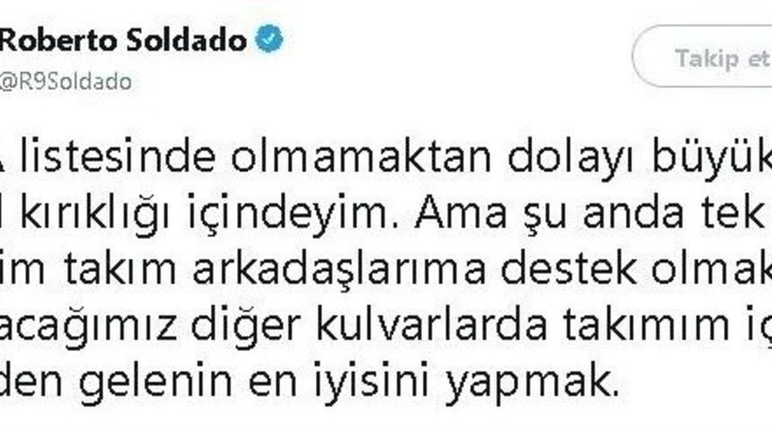 Soldado: "b&uuml;y&uuml;k Hayal Kırıklığı İ&ccedil;indeyim"