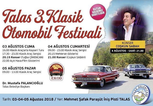 3. Klasik Otomobil Festivali Talas’ta Başlıyor