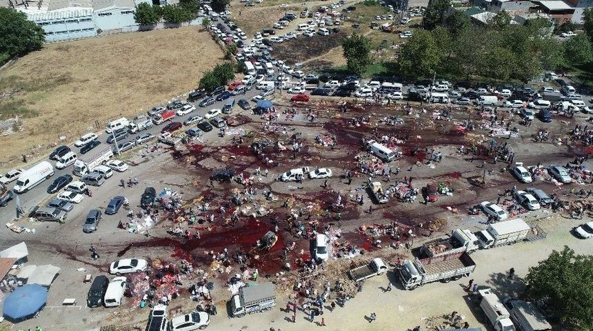 Bursa&rsquo;da Kurban Kesim Yerleri Havadan G&ouml;r&uuml;nt&uuml;lendi