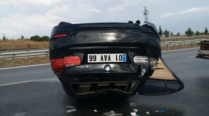 Otomobil Takla Attı Sürücü Yara Almadan Kurtuldu