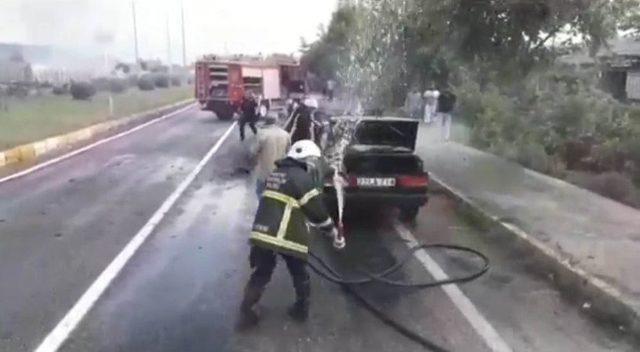 Seyir Halindeki Otomobil Alev Alev Yandı 1