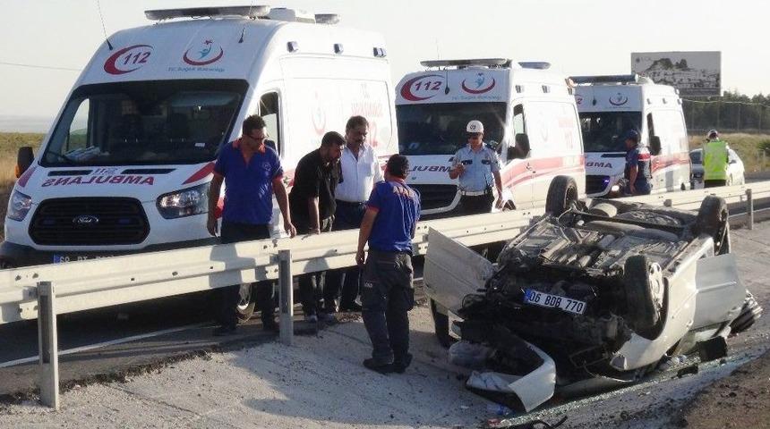 Aksaray’da Otomobil Takla Attı: 5’i Çocuk 9 Yaralı