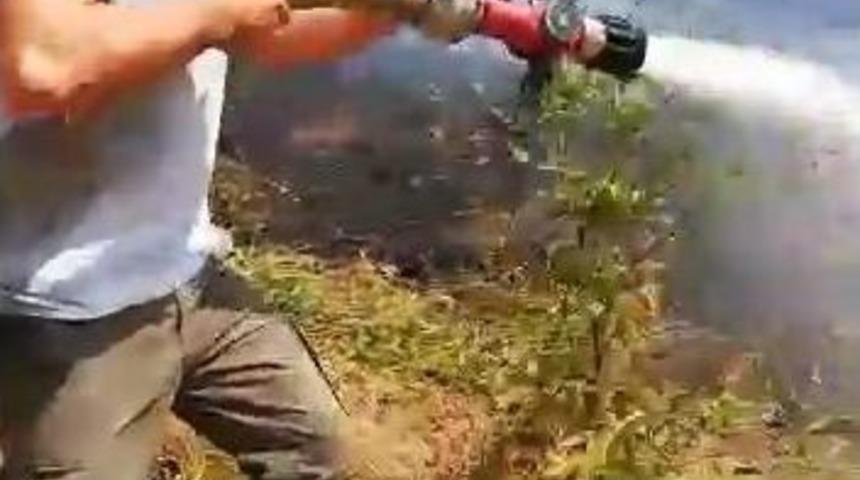 Bah&ccedil;e Temizliği Yaparken Yangın &Ccedil;ıktı