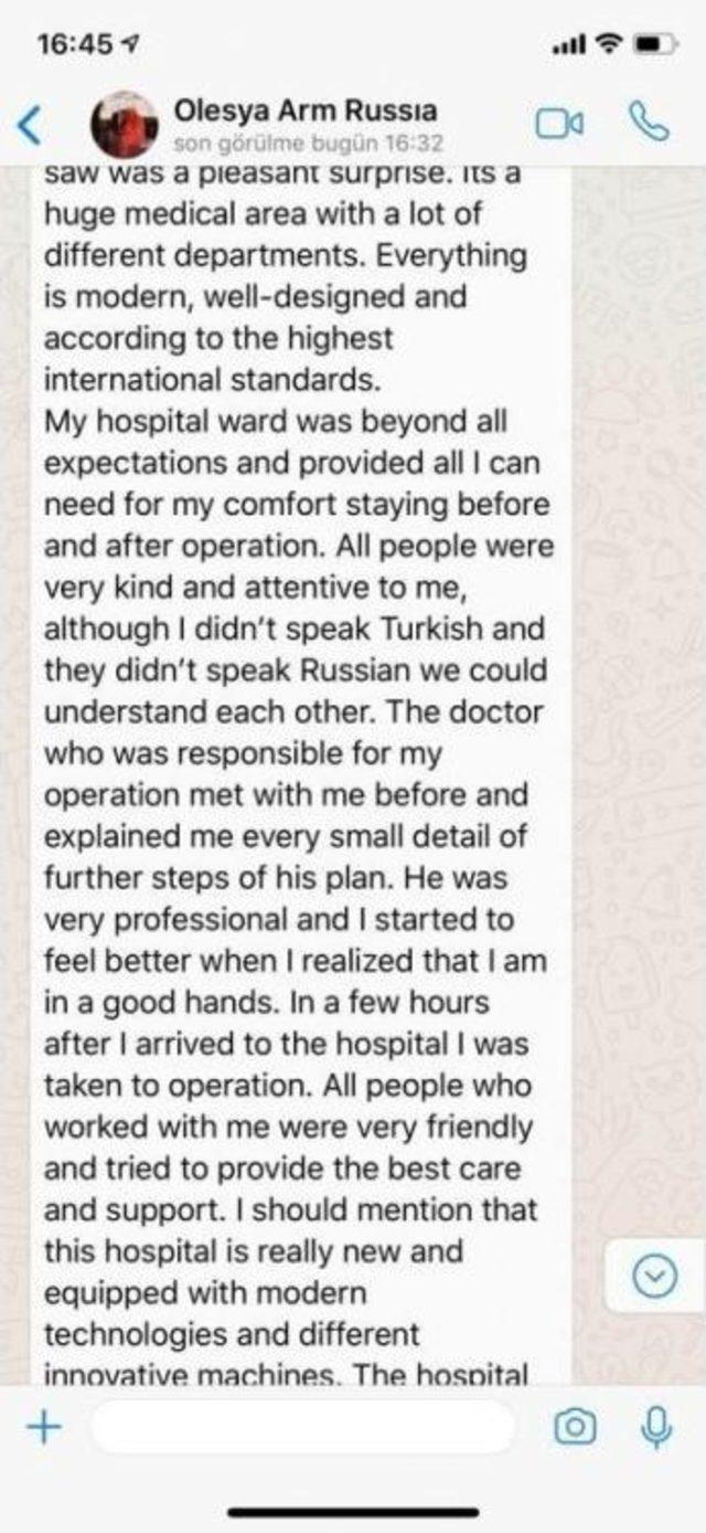 Sağlık Turizminde Isparta Şehir Hastanesinde İlk Tedavi Edilen Rus Hastadan Türkiye’ye Tam Not