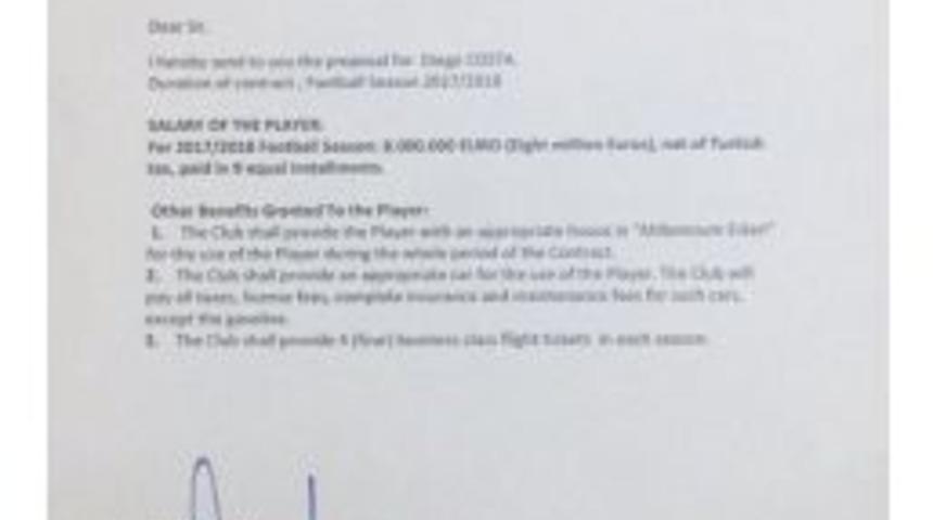 Aziz Yıldırım Y&ouml;netiminden Diego Costa&rsquo;ya Yıllık 8 Milyon Euro