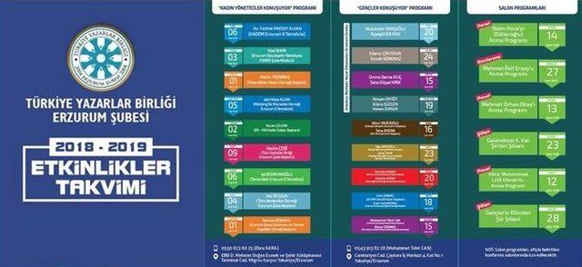 Tyb Erzurum Şubesi 2018-2019 Faaliyet Takvimi Duyurdu