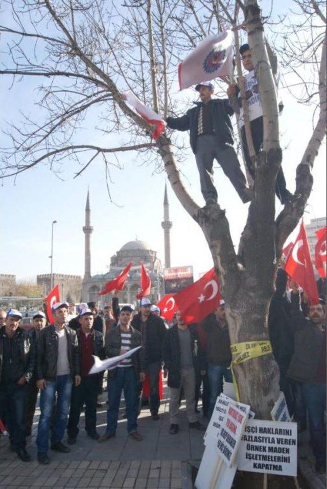 Kayseri’De Madencilerden 'ekmeğimizle Oynamayın' Eylemi