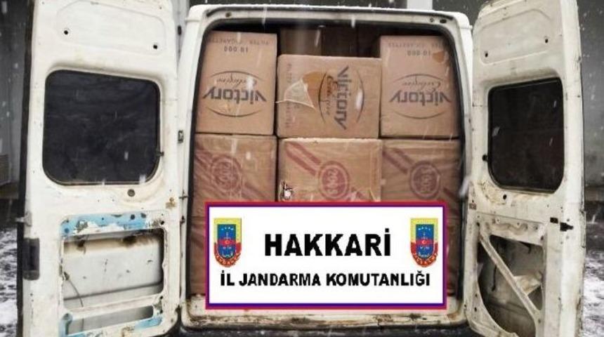 Y&uuml;ksekova&rsquo;da G&uuml;mr&uuml;k Ka&ccedil;ağı 52 Bin 500 Paket Sigara Ele Ge&ccedil;irildi
