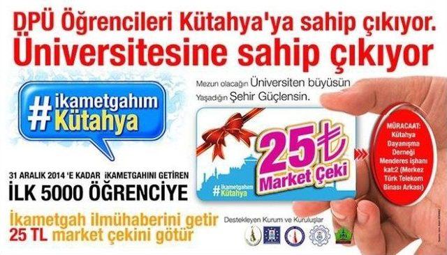 İkametini Kütahya’ya Getiren Her Öğrenciye 25’tl’lik Alışveriş Çeki