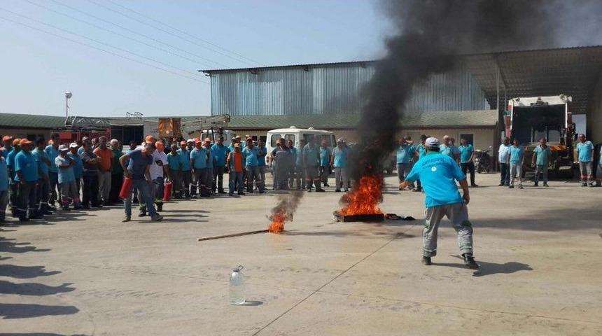 Belediye Personeline Yangın Tatbikatı
