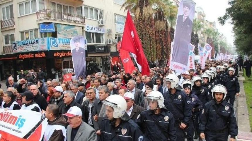 Ankara&rsquo;ya Y&uuml;r&uuml;yen Eğitim-iş &Uuml;yeleri Aydın&rsquo;a Ulaştı