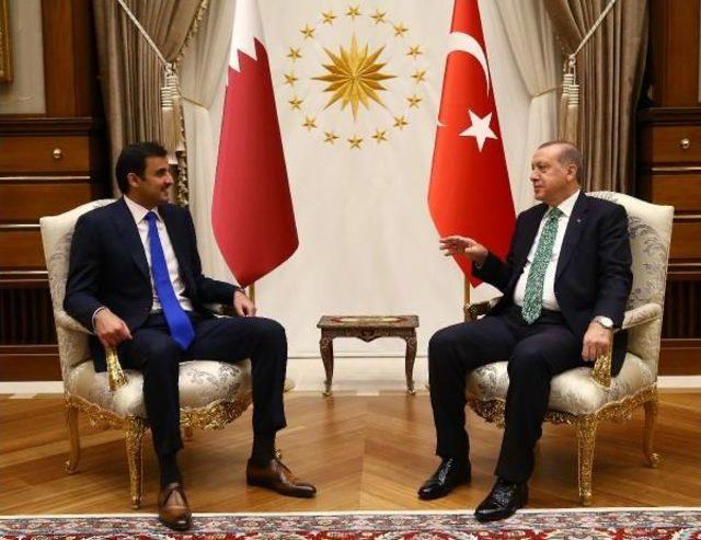 Cumhurbaşkanı Erdoğan Katar Emiri Temim'i Kabul Etti