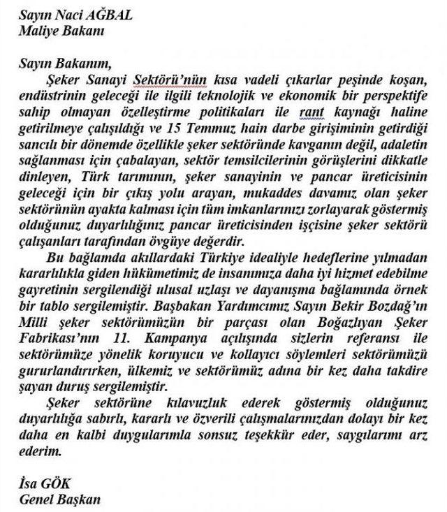 Başkan Akay&rsquo;ın Şeker Sekt&ouml;r&uuml;n&uuml;n Sorunları İle İlgili A&ccedil;ıklamasına Şeker-iş&rsquo;ten Destek 1