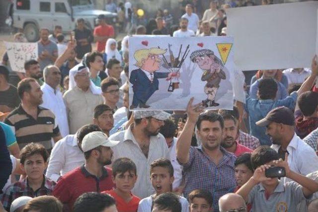 Suriyeliler, Sınırda Pkk/pyd'yi Protesto Etti