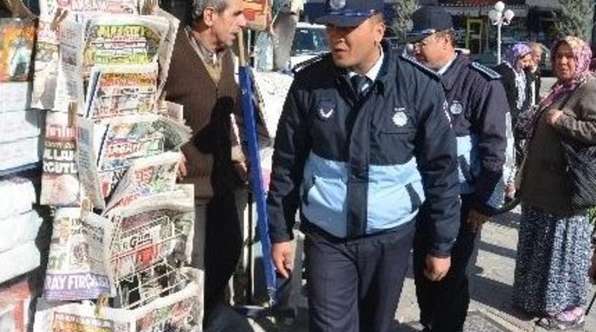 Ereğli&rsquo;de Kaldırım İşgali Yapan Esnaflar Uyarıldı