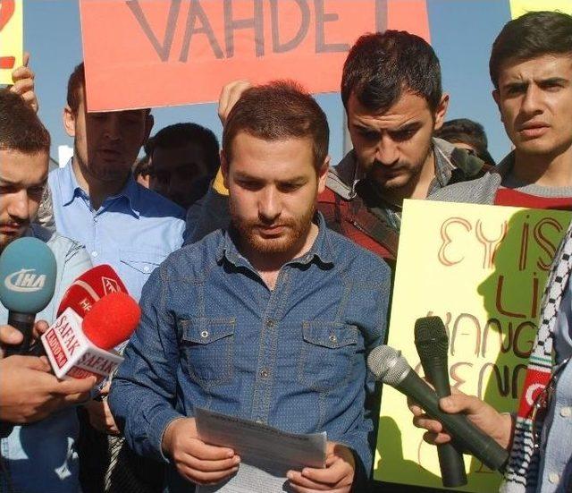 Gaziantep’te Üniversite Öğrencileri İsrail’i Protesto Etti