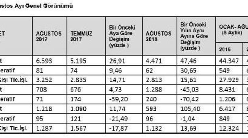 Ağustos&rsquo;Ta Kurulan Şirket Sayısı Y&uuml;zde 26.91 Arttı