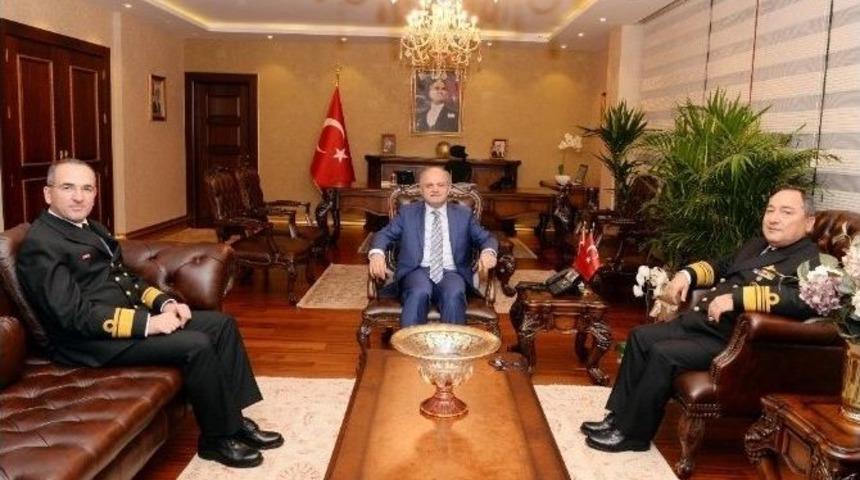 G&uuml;ney Deniz Saha Komutanı Koramiral Uşaklıoğlu&rsquo;ndan Vali &Ccedil;akacak&rsquo;a Ziyaret