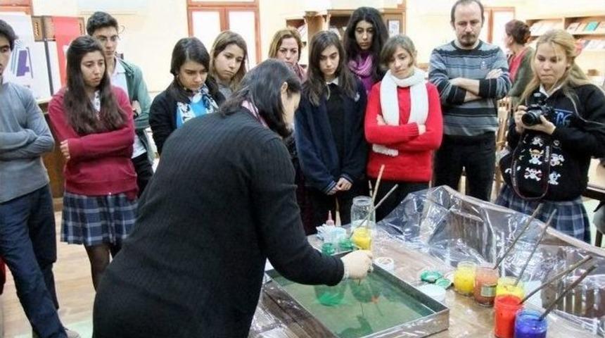 G&uuml;zel Sanatlar &Ouml;ğrencileri Ebru Sanatını &Ouml;ğrendi